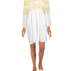 Sancia Best Sale 21 Hot Sale 🔥 Sancia La Palme 👩 Womens Striped Cold Shoulder Shift 👗 Dress 🤩