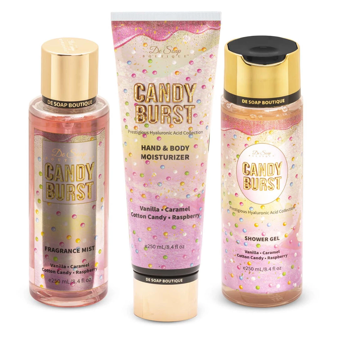 Flash Sale β De Soap Boutique Exotic π¬ Candy Burst Shower Gel, Hand & Body Moisturizer, Body Mist β 1 Flash Sale β De Soap Boutique Exotic π¬ Candy Burst Shower Gel, Hand & Body Moisturizer, Body Mist β